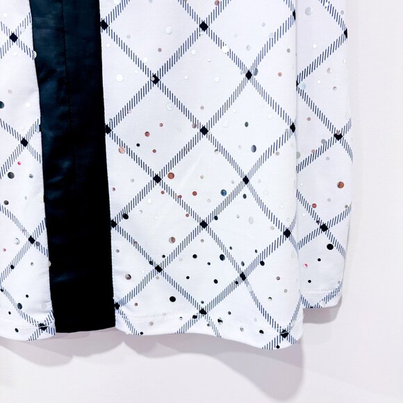 GRENIER Black & White Sequin Sleeveless Blouse with Contrast Panel | Small * - Picture 5 of 6